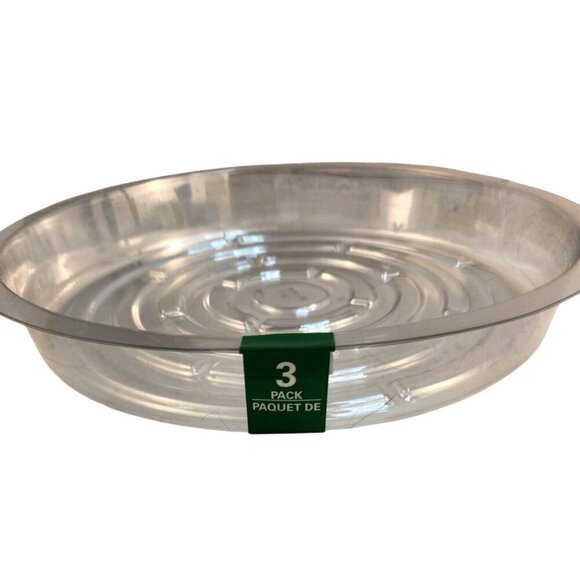 10" Clear Round Plastic Plant Saucer Drip Tray 3-Pack For Indoor & Outdoor Use - Picture 1 of 3